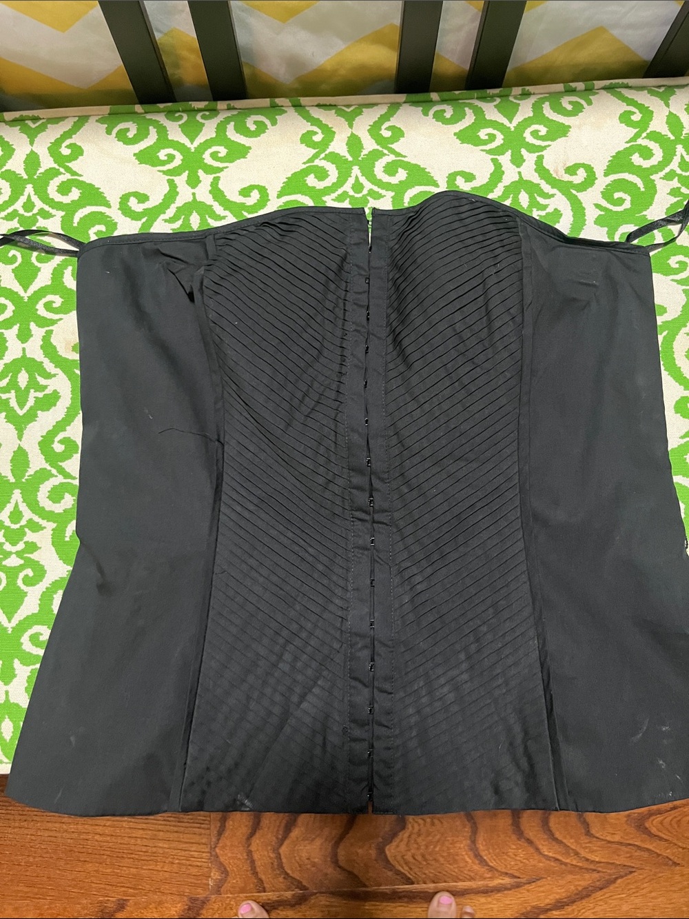 White House Black Market Black Strapless Corset Top